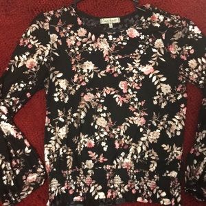 Black floral shirt